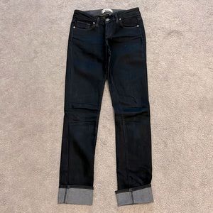 Paige jeans Sz 25, skinny, regular, can cuff. Dark blue.